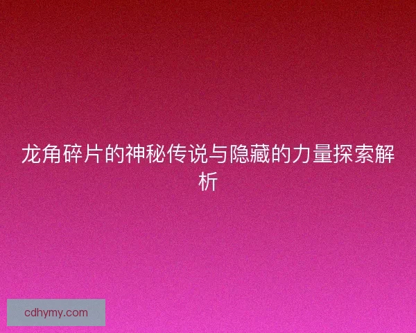 龙角碎片的神秘传说与隐藏的力量探索解析