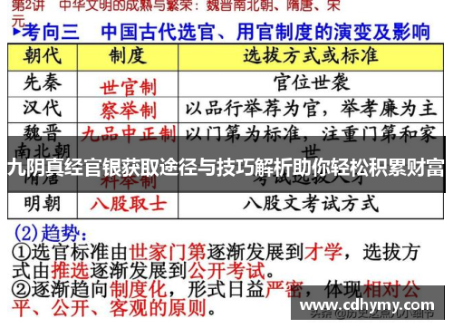 九阴真经官银获取途径与技巧解析助你轻松积累财富